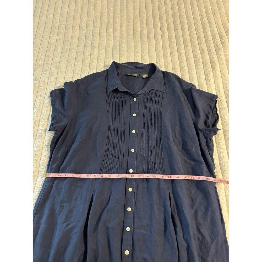 Eddie Bauer Short Sleeve Shirt Maxi Dress Womens 3XL Navy Blue Cotton Blend Boho - Picture 5 of 7